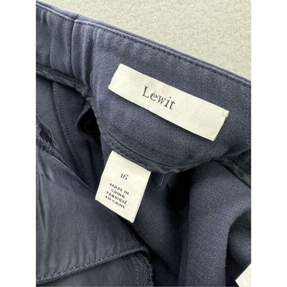 Lewit Womens Navy Blue Flat Front Straight Leg Trouser Dress Pants Size 16 - Picture 4 of 9